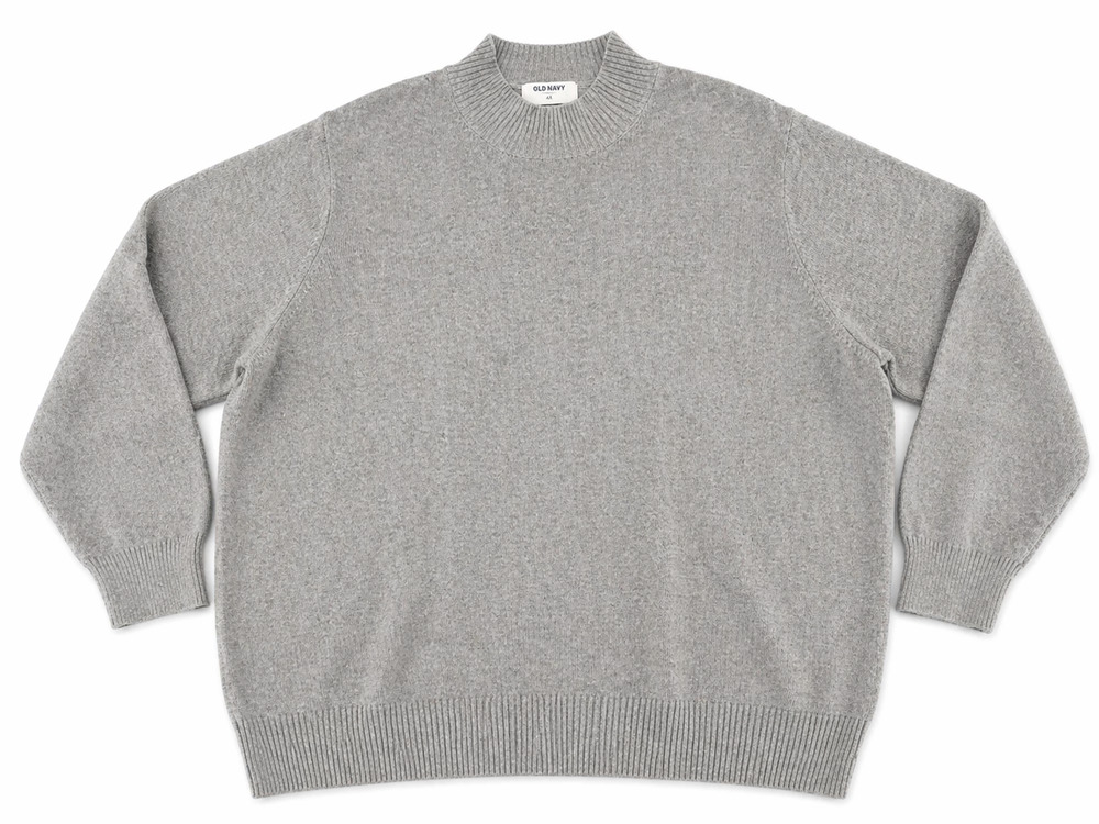 Old Navy Womens 4X Gray Mock Neck Sweater 100% Cotton Plus Size Soft Basic